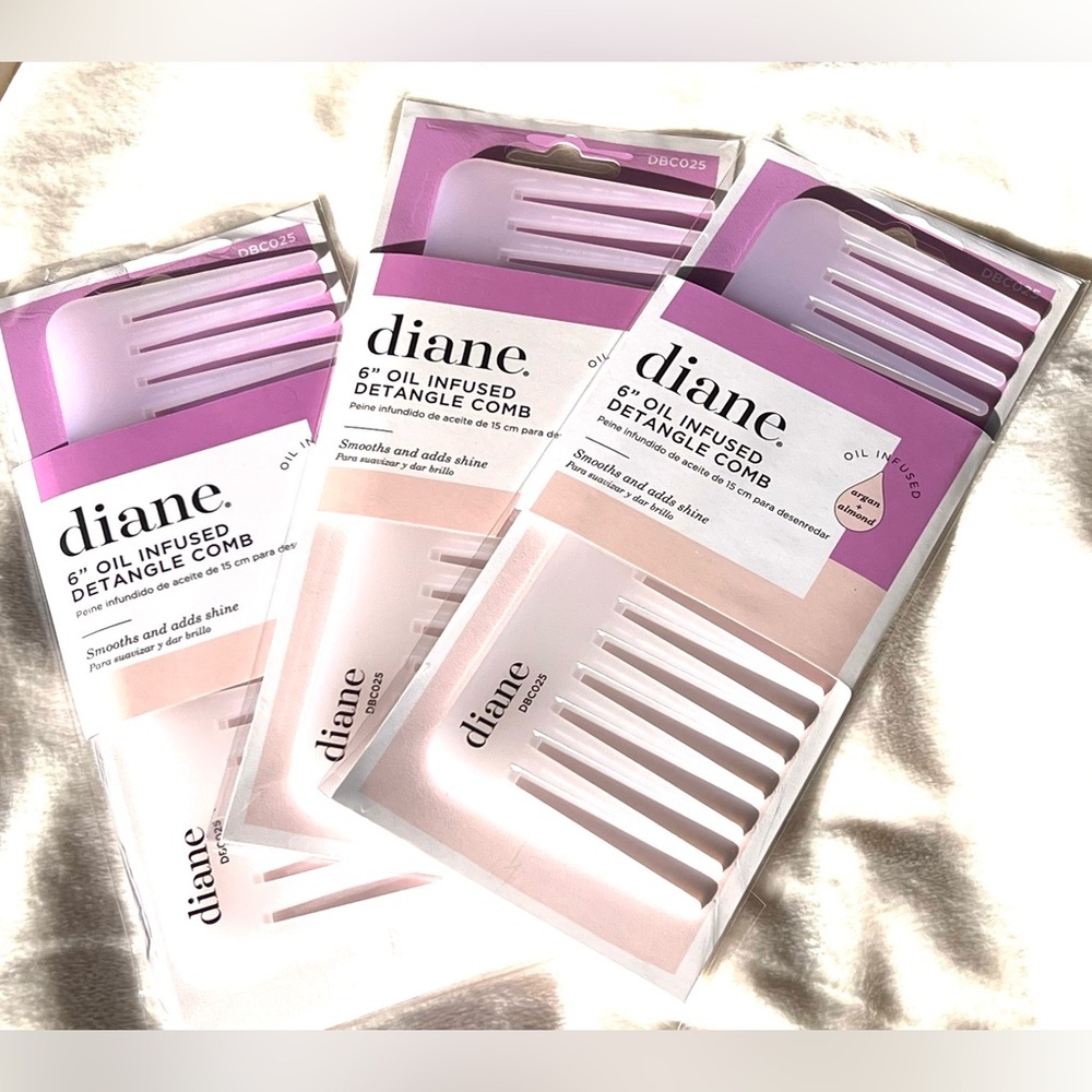 3 - Diane oil-infused detangler comb, 6-inch, white, DBC025